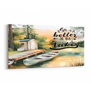 Imagem de Castle Fairy Arte de parede em tela da casa do lago, pescaria e passeios de barco, pôsteres modernos para pendurar na parede, casa de fazenda, tela de madeira antiga, decoração de parede de banheiro