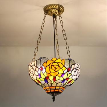 Imagem de Luminária pendente contemporânea de vidro colorido com LED, estilo americano luxuoso e criativo, para sala de estar, restaurante, quarto, hotel, casa de campo, corredor, café, bar ou escada