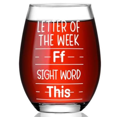 Imagem de Ymzkpoa Presentes engraçados de agradecimento para professores, carta da semana Ff Sight Word This Stemless Wine Glasses, Sight Word Wine Cup para aniversário, Natal, Ação de Graças, presente de fim