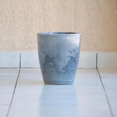 Imagem de Vaso de Plantas Decorativo Cone Bojo 28x25 Liso Marmorizado Polido Luxo Polietileno (Grafite)