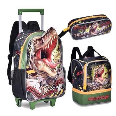 Imagem de Kit Mochila Dino T Rex Dinossauro Infantil Lancheira Estojo