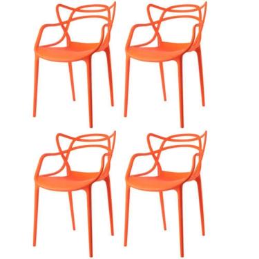 Imagem de Kit Com 4 Cadeiras Aviv Estrutura Em Polipropileno Fratini Laranja