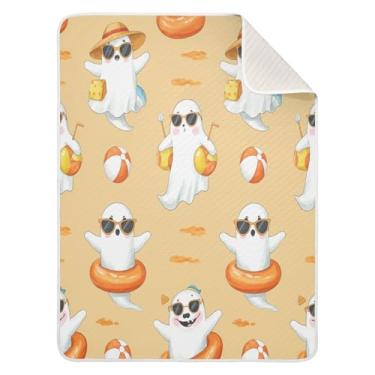 Imagem de Qilmy Cobertor de bebê Summer Boo 76 x 101 cm, cobertor infantil de algodão macio para meninos e meninas, cobertor leve e quente para bebês e bebês recém-nascidos