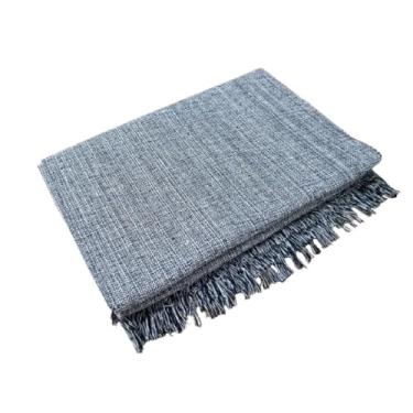 Imagem de Manta Para Sofá Grande Algodão com Franjas Decorativas – Cobertura Elegante para Sofá de 2 a 3 Lugares Manta Capa Luxuosa para Sala e Cama (MODELO-29-CHUMBO)