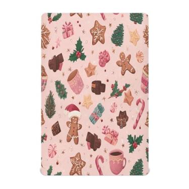 Imagem de Qilmy Lençóis de berço para bebês de Natal, macio, respirável e elástico, lençol com elástico para meninos e meninas, 132 x 71 cm, capa de colchão infantil portátil