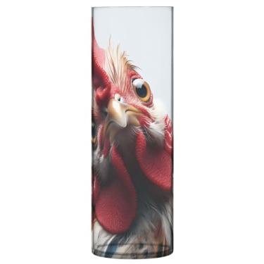 Imagem de JUZIHAI Vaso de galo engraçado para flores 9,9 cm x 30 cm cilindro de plástico moderno vaso de flores para centro de mesa de casamento decoração de casa