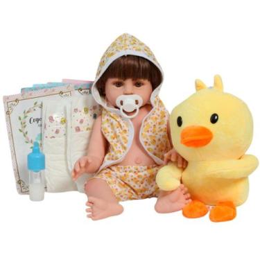 Imagem de Boneco Reborn Menino Com Saída de Banho Patinho + Itens - Cegonha Rebo