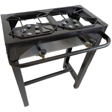 Imagem de Fogão industrial 2 bocas alta pressão preto c/ mangueira e registro - 