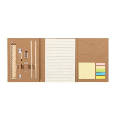 Imagem de Kit de Escritório Ecológico, Conjunto com Bloco de Anotações, Sticky Notes Coloridos, Caneta, Lápis de Bambu, Régua, Apontador e Borracha (5)