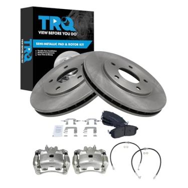 Imagem de TRQ Kit de pastilha de freio frontal e rotor semimetálico compatível com Nissan Sentra 2013-2019