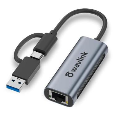Imagem de Wavlink Adaptador USB C para Ethernet de 2,5 Gbps, adaptador USB 2 em 1 para Ethernet de 2,5 G, conversor de rede USB-C para RJ45 (compatível com Thunderbolt 4/3), capa de alumínio para Windows, Mac