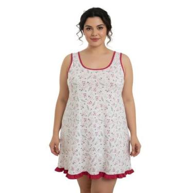 Imagem de Camisola Regata Feminina Plus Size Estampa Floral Confortável Camisão 