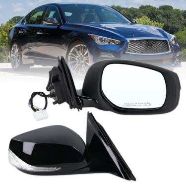 Imagem de Lqito Espelho lateral do passageiro direito compatível com Infiniti Q50 2014, 2015, 2016, 2017, 2018, 2019, 2020, 2021, Infiniti Q50 com vidro dobrável manual, sinal de seta aquecido, preto