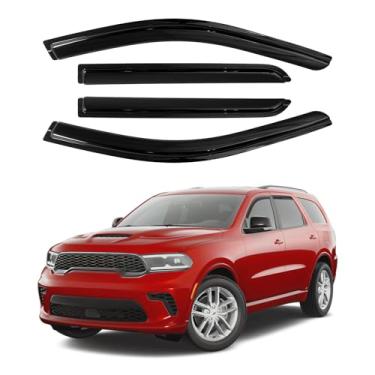 Imagem de Canvcle Protetores de chuva para viseiras de janela para acessórios Dodge Durango 2011-2025 2026, fita de montagem externa, defletores de vento, viseiras de ventilação, à prova de chuva, 4 peças