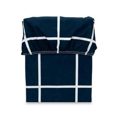 Imagem de Lençol Queen Estampado c/Elástico na Volta Toda Percal Flex 400 Fios Toque Acetinado - 40cm de altura (Grid Marinho)