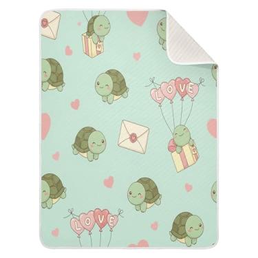 Imagem de Wassud Cobertor de bebê Kawaii Tartarugas para meninos e meninas, macio e recém-nascido, cobertor aconchegante de algodão essencial para berçário, viagem, berço, carrinho 76 x 101 cm