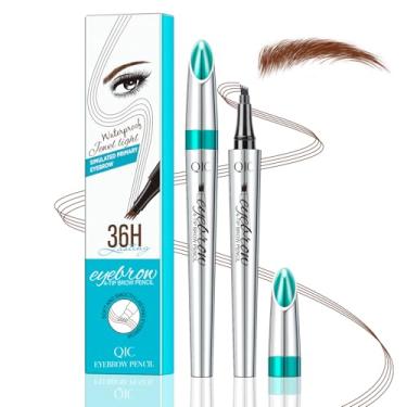 Imagem de Lápis de sobrancelha Microblading, caneta de sobrancelha para mulheres, enchimento de caneta de sobrancelha sintética com 4 pontas de garfo, cria lápis de sobrancelha natural semelhante a cabelo dura