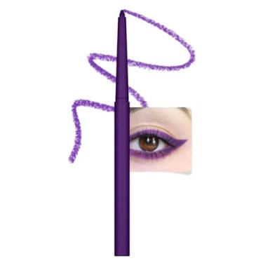 Imagem de Lápis delineador roxo para olhos, lápis delineador de olhos roxo escuro violeta à prova d'água à prova de manchas, delineador de gel colorido, delineador líquido para o rosto, batom, maquiagem de