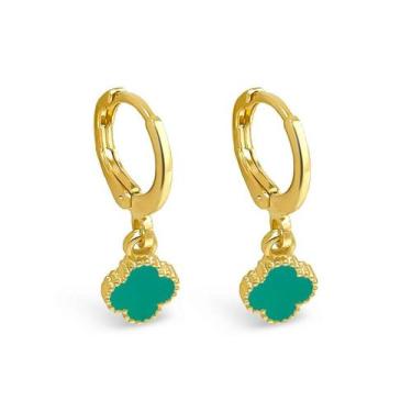 Imagem de Brinco Argolinha Trevo Folheado a Ouro para Bebês e Crianças - Family 