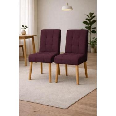 Imagem de Kit 02 Cadeiras Jantar Luna Suede Bordo para Quarto Sala salão recepçã