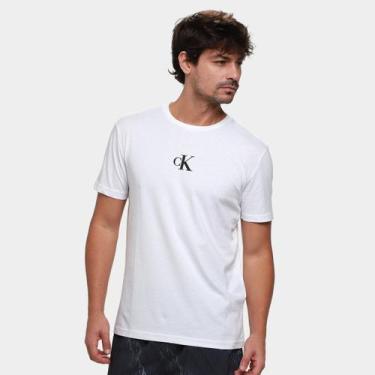 Imagem de Camiseta Calvin Klein Rubber Patch Masculina, Branco, M