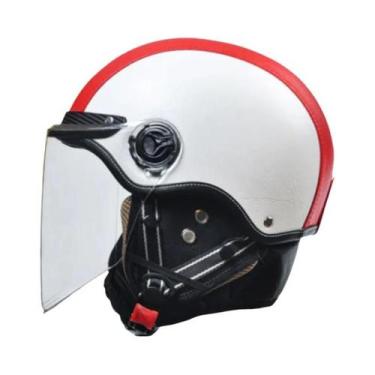 Imagem de Capacete De Couro Vintage Para Motociclistas Masculinos Com Viseira Ha