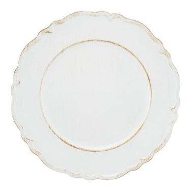 Imagem de Sousplat Patinado Lyor Moon Branco de Plástico 33cm