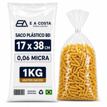 Imagem de 5 KG SACO PLÁSTICO BD 17x38 ESPESSURA 0,06 TRANSPARENTE - E A COSTA EM