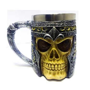 Imagem de Viking Caveira Medieval Chopp 400 ml Aço Inoxidável Caneca Decoração Casa