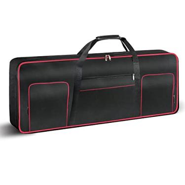Imagem de Capa para teclado com 61 teclas, portátil, durável, piano impermeável, tecido Oxford 600D com estojo acolchoado de algodão de 10 mm, bolsa Gig Bag 101,6 x 40,6 x 15,2 cm, Preto, Moderno