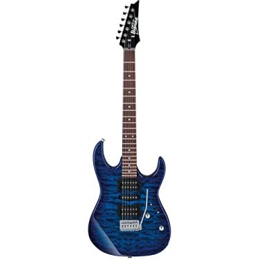 Imagem de Ibanez GRX guitarra elétrica de corpo sólido de 6 cordas, esquerda, explosão azul transparente, completa (GRX70QALTBB)