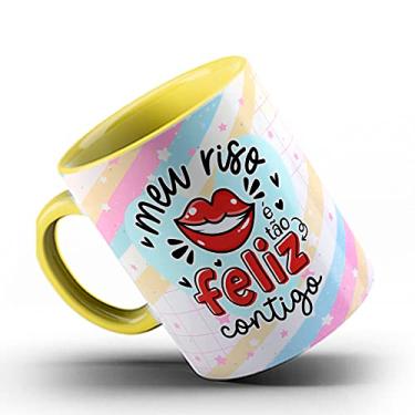 Imagem de Caneca Namorados meu riso é feliz contigo (Amarela)