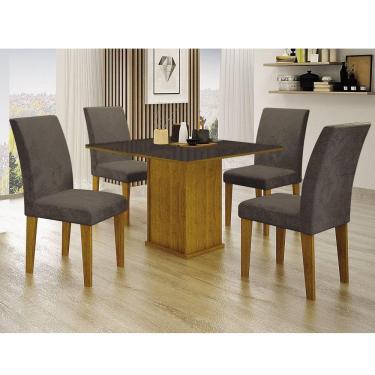 Imagem de Conjunto Sala de Jantar Mesa com 4 Cadeiras Napoli Freijó Decor/Cinza