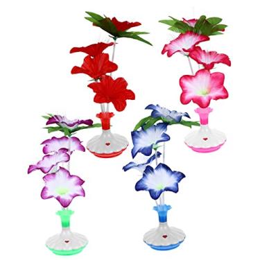Imagem de ULDIGI 4 Pcs vaso de flores de fibra óptica encantos de cabra arranjo floral artificial flores artificiais decoração luminária de cabeceira luz de mesa LED luz LED colorida brilhar abajur