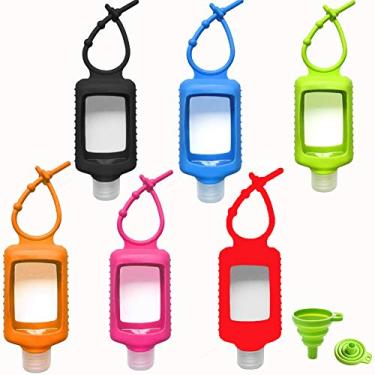 Imagem de MEMOVAN Frascos de plástico transparente para viagem com manga de silicone, pacote com 6, garrafa de desinfetante para as mãos de bolso, garrafa recarregável com suporte para chaveiro, 60 ml