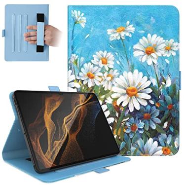 Imagem de Dteck Capa para tablet Galaxy Tab S8 Plus 2022/S7 FE 2021/S7 Plus 2020 de 12,4 polegadas, capa protetora de couro PU com suporte inteligente para Galaxy Tab S8 Plus/S7 FE/S7 Plus, margarida