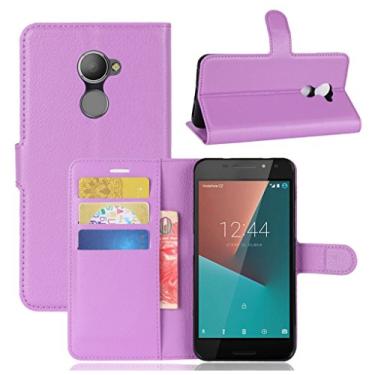 Imagem de Capa Vodafone Smart N8, capa carteira flip de couro PU premium com compartimento para cartão, suporte e fecho magnético [capa interior à prova de choque de TPU] Compatível com Vodafone smart N8