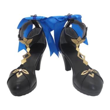 Imagem de COSGOGO Anime Ganyu Cosplay Tênis para Game Genshin Impact Deepavali Skin Halloween Party Women Anime Cosplay Sapatos de salto alto, Preto, 38