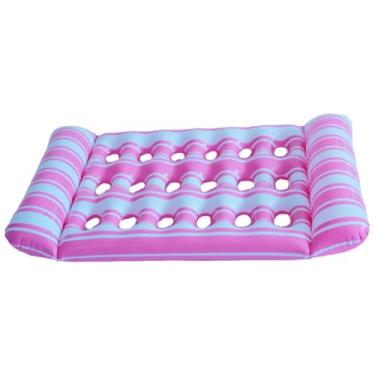 Imagem de Cama de dormir inflável em pvc, espreguiçadeira flutuante, colchão de ar dobrável para piscina, para festa na piscina (Rosa)