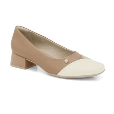 Imagem de Sapato Feminino Comfortflex Scarpin Salto Bloco Bege 39