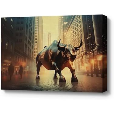 Imagem de Quadro Touro de Wall Street Tecnologico Escritorio Empreendedor (90 x 60)