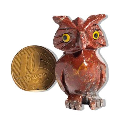 Imagem de Mini Coruja Cinza Esculpida em Dolomita Pedra para Decoração