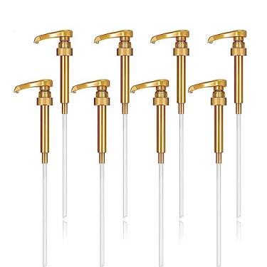 Imagem de 8 peças de bombas de xarope, dispensador de bomba de xarope de café serve para garrafas de 750 ml-720 g, dispensador de bomba de garrafa de xarope de substituição para creme aromatizante (ouro)