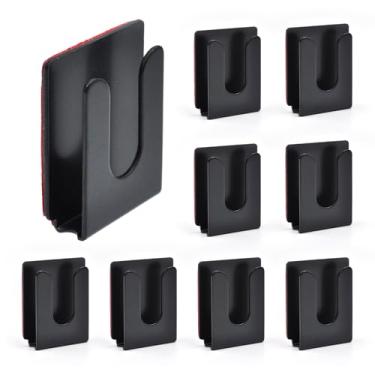 Imagem de (Pacote com 10) Suporte de microfone CB, suporte de microfone de rádio móvel de metal preto montado no carro com adesivo adequado para carros, residências, escritórios e assim por diante