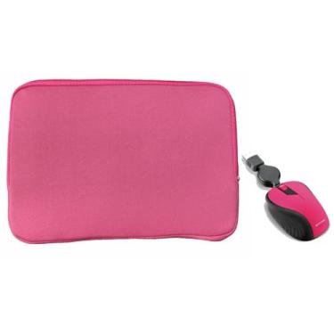 Imagem de Luva Estojo Rosa para Notebook de até 15,6 Polegadas + Mouse com fio R