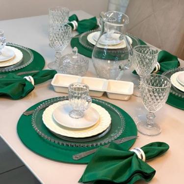 Imagem de Kit Mesa Posta Sousplat Completo LISO Varias Cores - MUMUDECOR, VERDE 