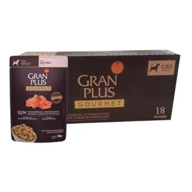 Imagem de Ração Úmida Cães Gourmet Salmão Sachê 100g 18un Granplus - Gran Plus