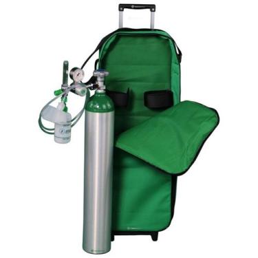 Imagem de Kit Oxigênio Portátil 5 Litros - Bolsa Verde com Rodinhas - Constamed