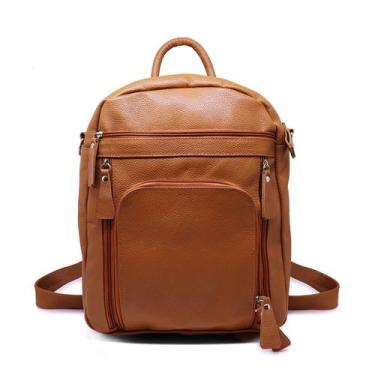 Imagem de Mochila Unissex de couro tamanho G caramelo Ariel - Bolsa mochila de c