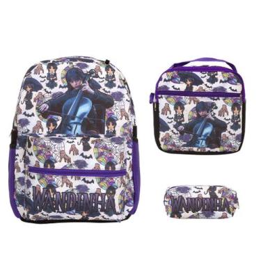 Imagem de Kit Mochila Infantil Feminina Wandinha Costas + Lancheira - Toys 2U